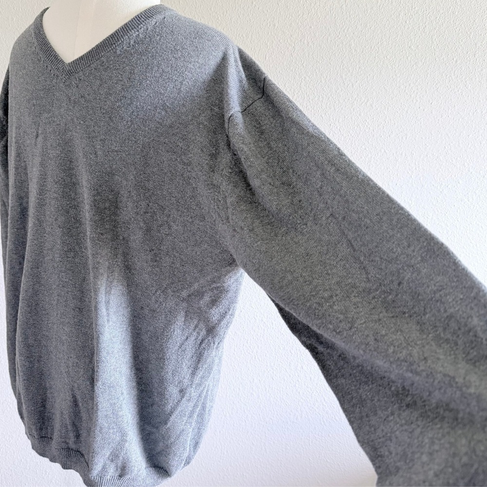 Weatherproof Vintage Mens Gray Cotton Cashmere V-Neck Sweater Size Large L - Picture 3 of 7